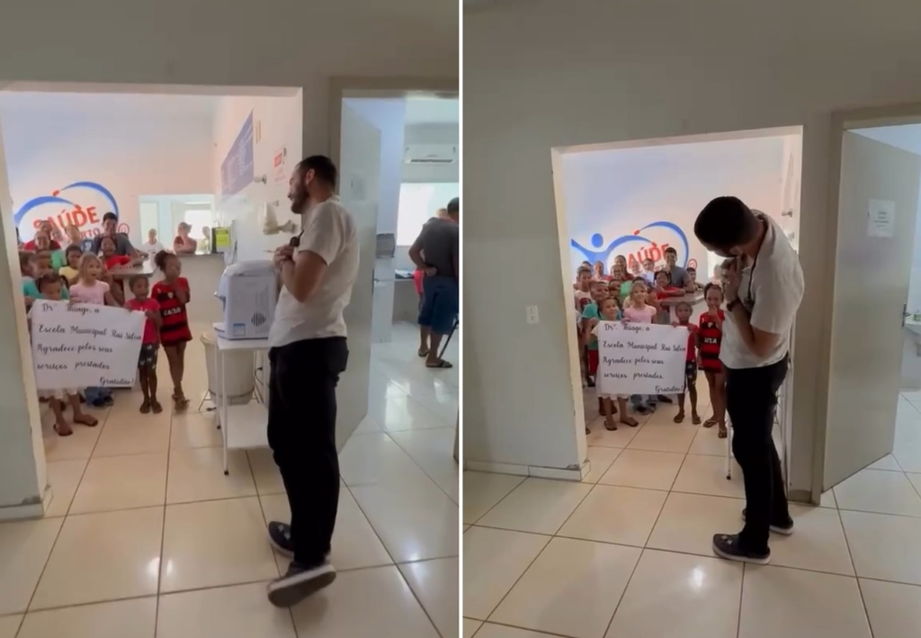 Crianças cantam e fazem cartazes para se despedir de médico em unidade de saúde no Tocantins criancas-cantam-e-fazem-cartazes-para-se-despedir-de-medico-em-unidade-de-saude-no-tocantins